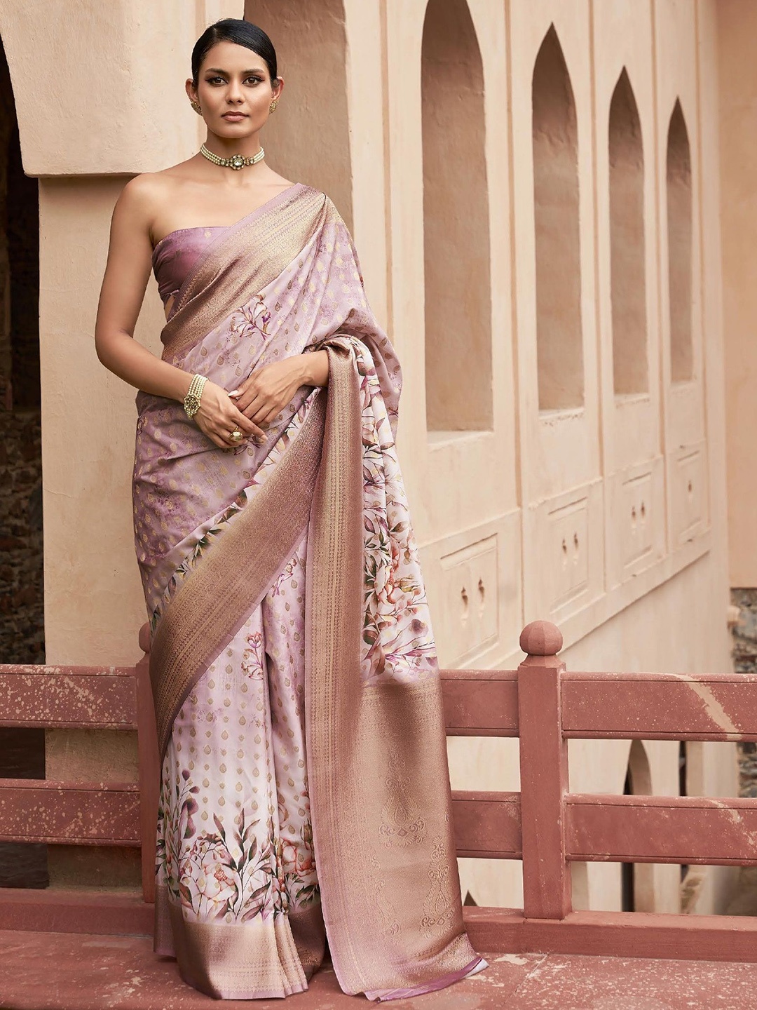 

MAHALASA Woven Design Pure Silk Banarasi Saree, Purple