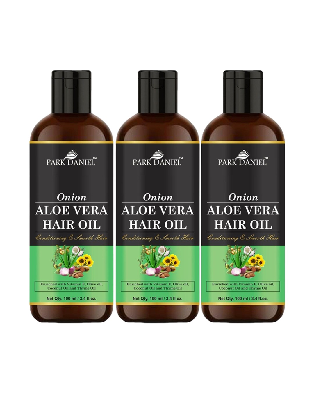 

Park Daniel Set Of 3 Onion Aloe Vera Hair Oil - 100 ml Each, Transparent