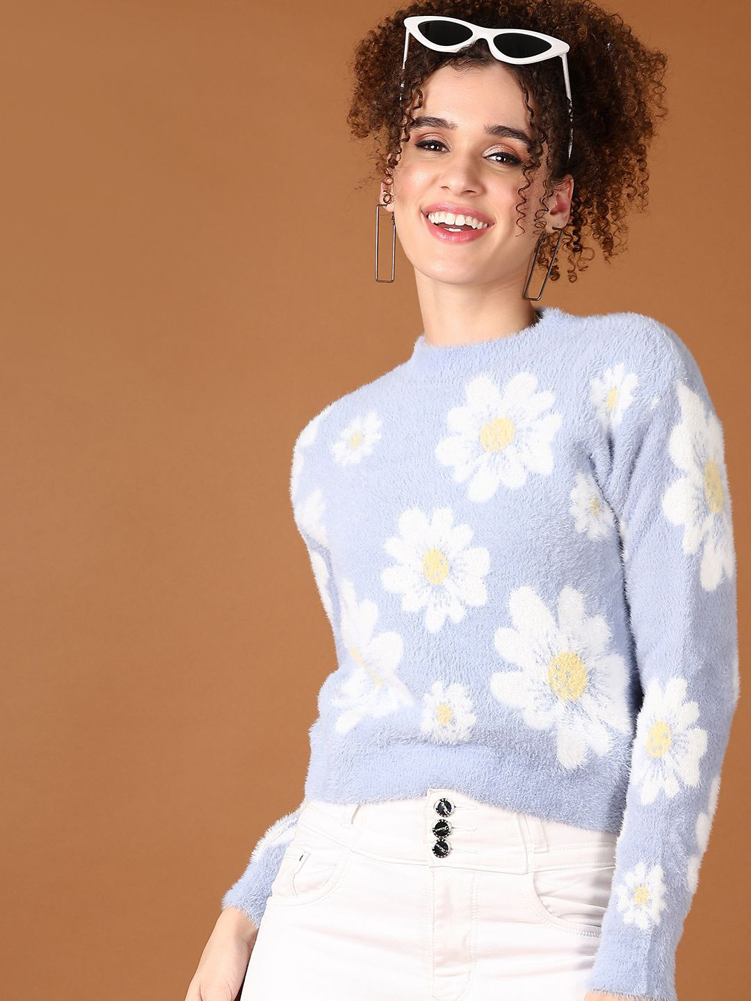 

V-Mart Women Floral Printed Cotton Pullover, Blue