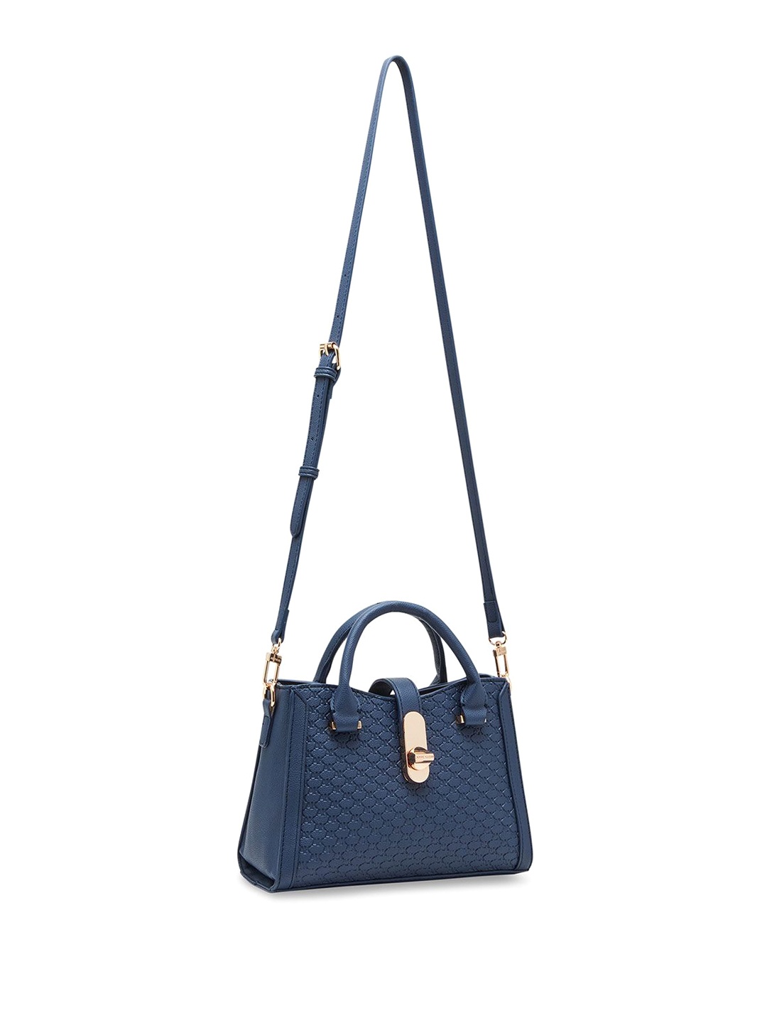 

ANNE KLEIN Women Textured Structured Leather Shoulder Bag, Navy blue