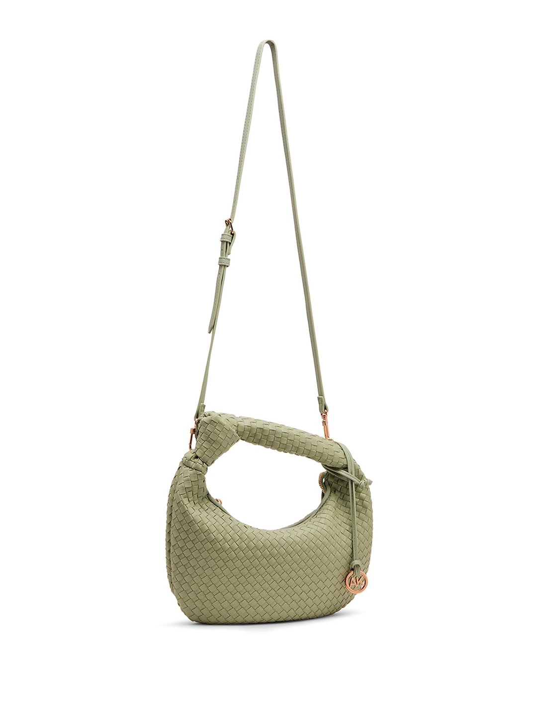 

ANNE KLEIN Women Textured Structured Leather Handheld Bag, Green