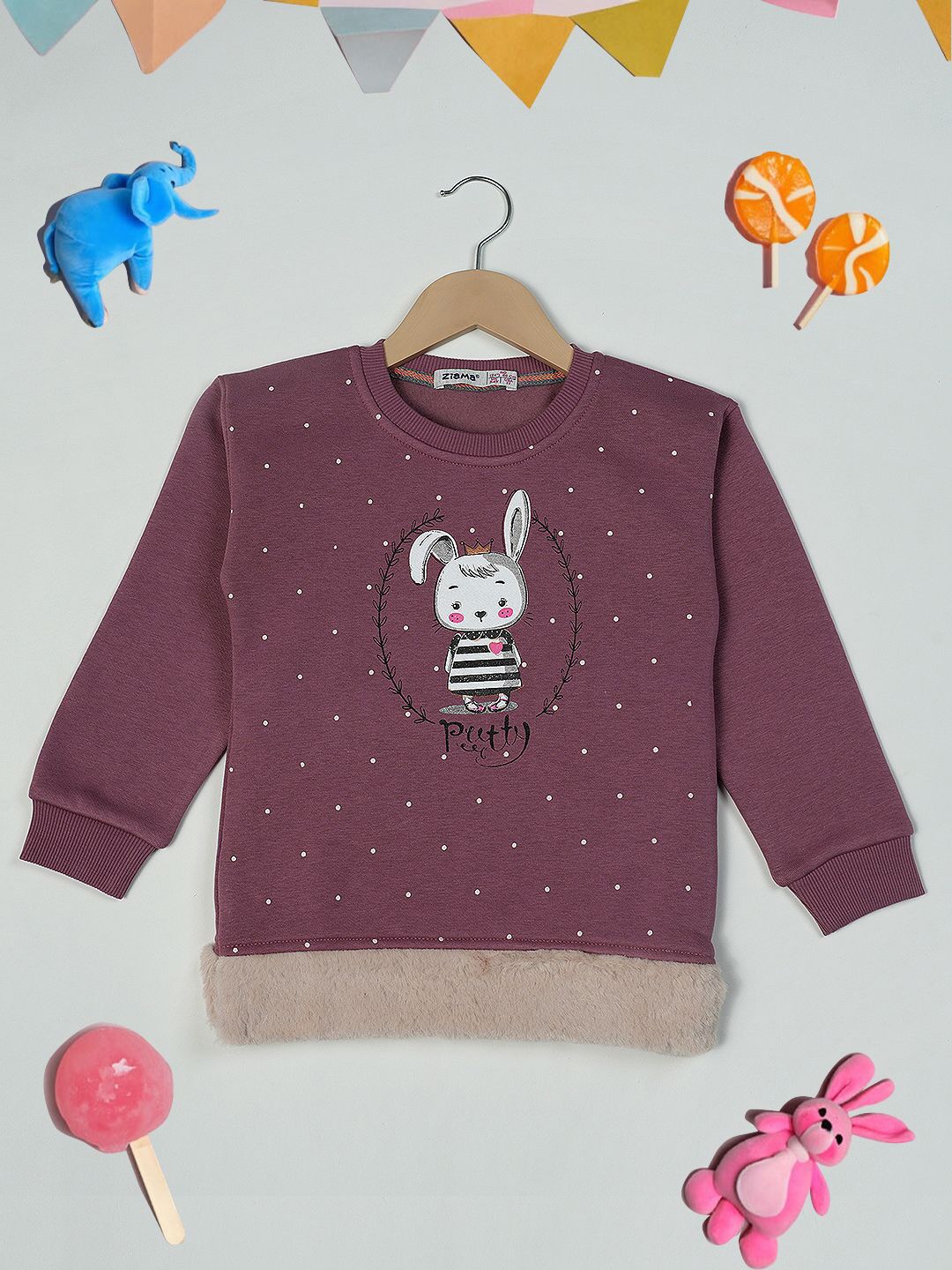 

PAMPOLINA Girls Fleece Printed Sweatshirt, Pink