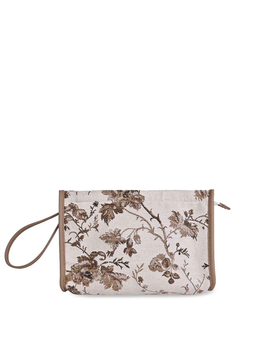 

INDIVIDUAL DESIGN Women Floral Printed Structured Cotton Handheld Bag, Beige