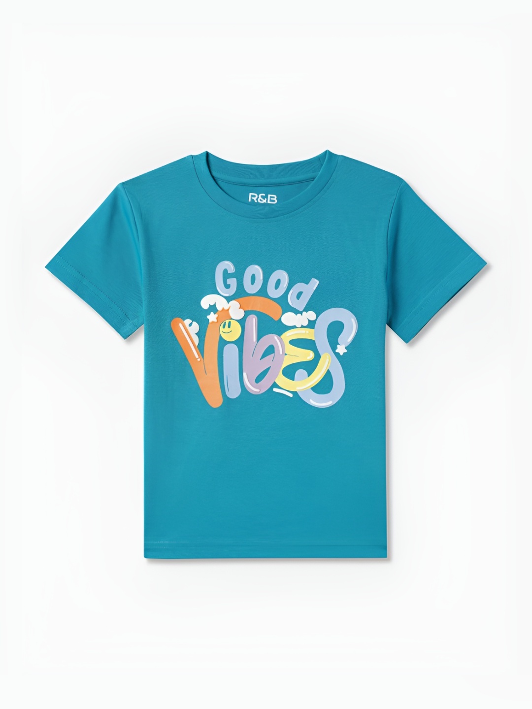 

R&B Boys Typography Printed Round Neck Cotton T-shirt, Blue