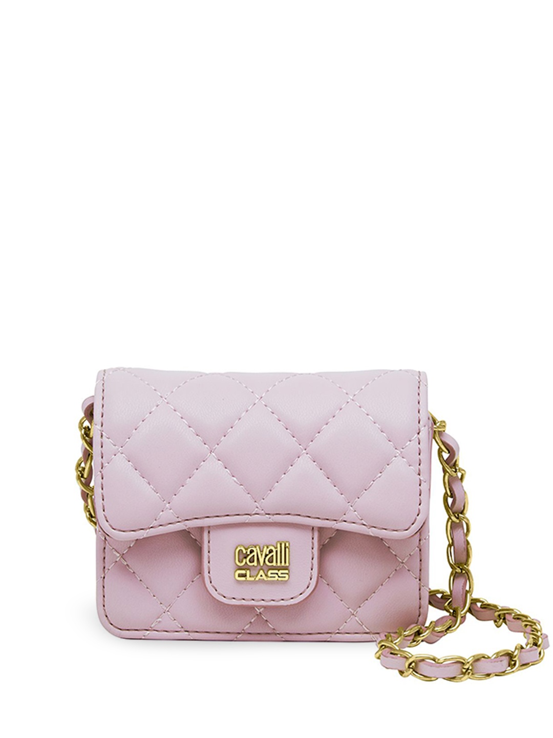 

Cavalli Class Women Textured Solid Structured Sling Bag, Pink