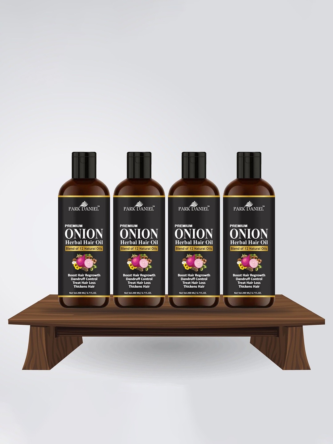 

Park Daniel Set Of 4 Onion Herbal Hair Oil - 200 ml Each, Brown