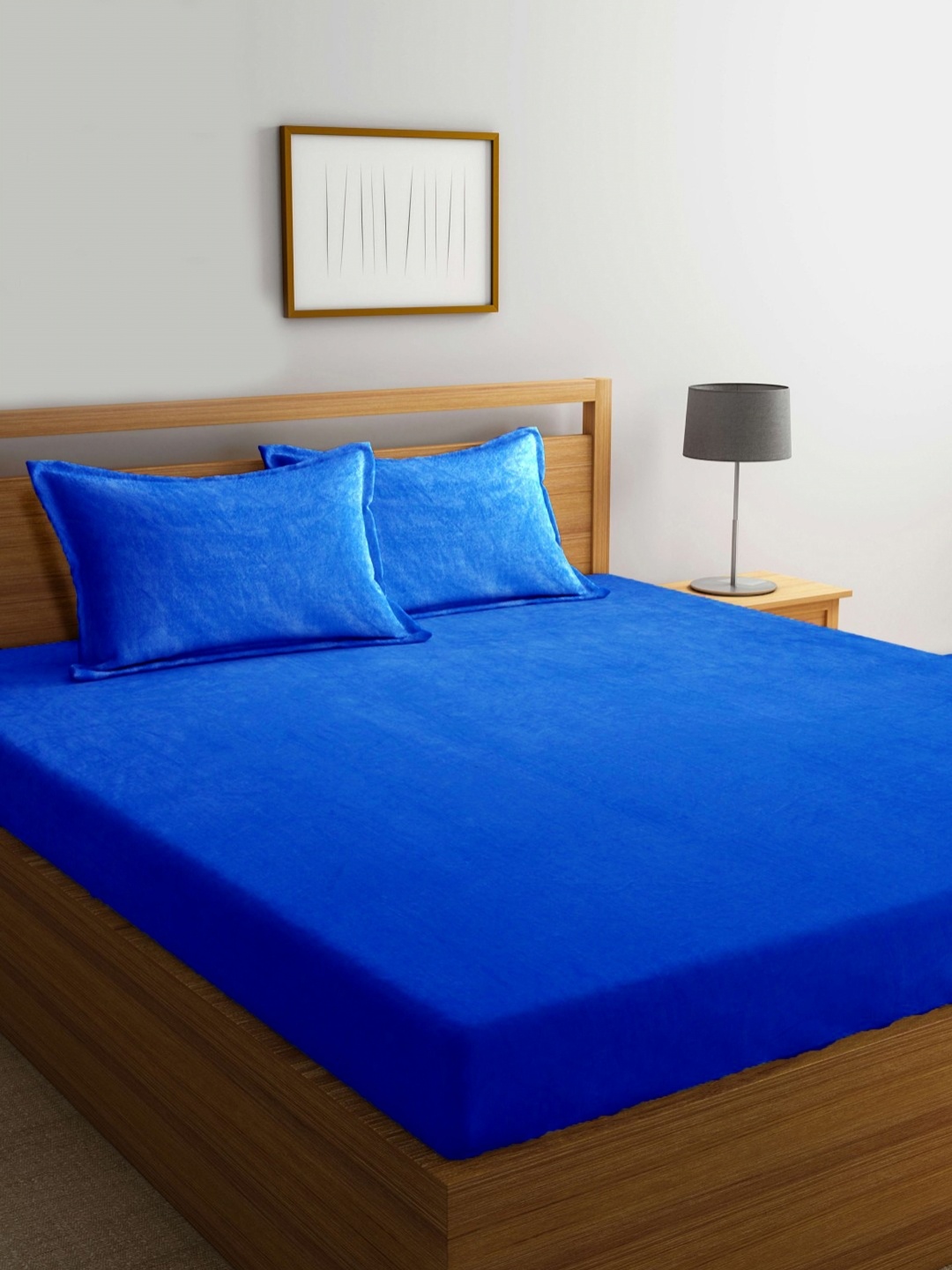 

THE little BIG STORE Blue Fitted Woolen King Bedsheet Set 1.98 m x 1.82 m x 20.32 cm
