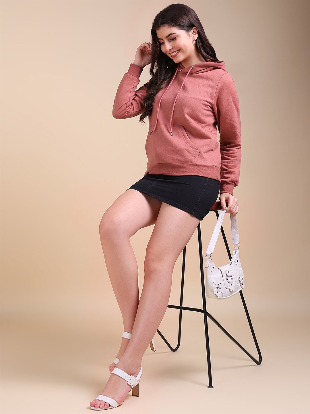

Adyavastram Women Fleece Hooded Sweatshirt, Pink