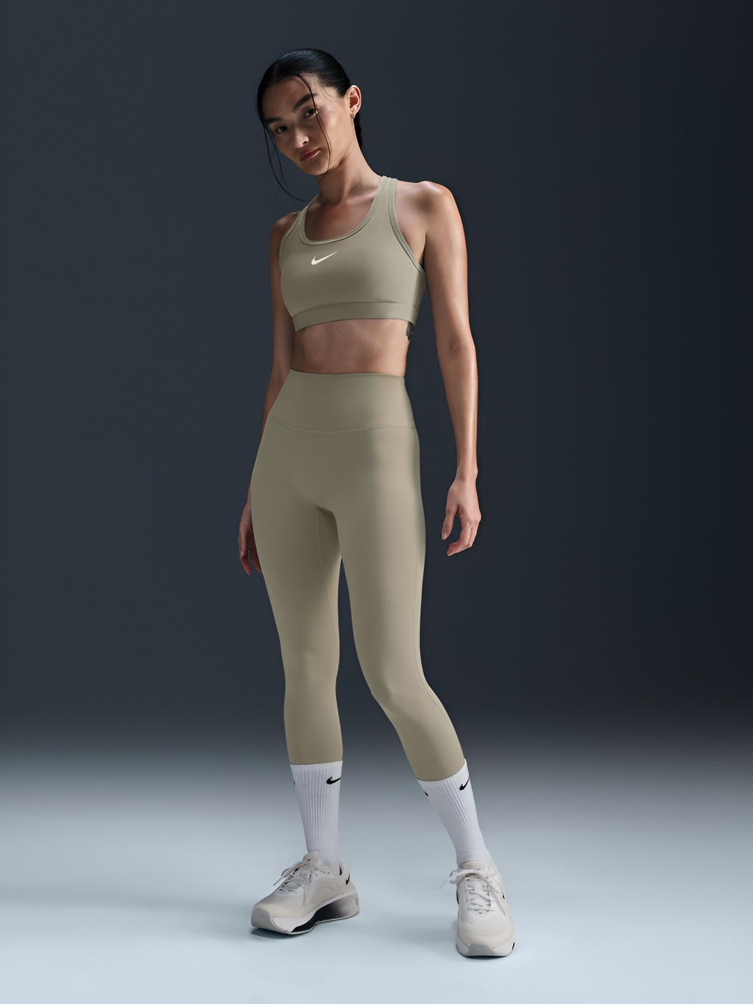 

Nike One Seamless Front Women's High-Waisted Full-Length Tights, Green