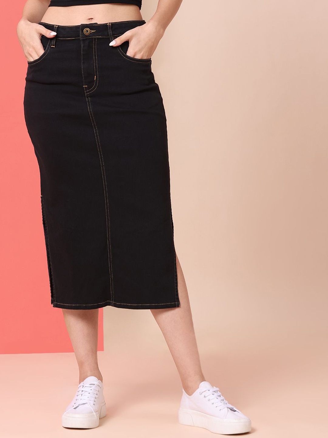 

Chemistry Women Midi Length-Pencil Skirts, Black