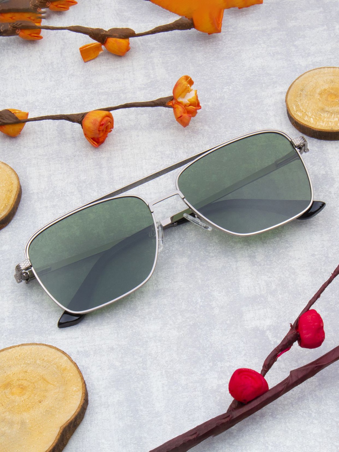 

Ted Smith Unisex Square Sunglasses with Polarised Lens RANCH_C1, Green