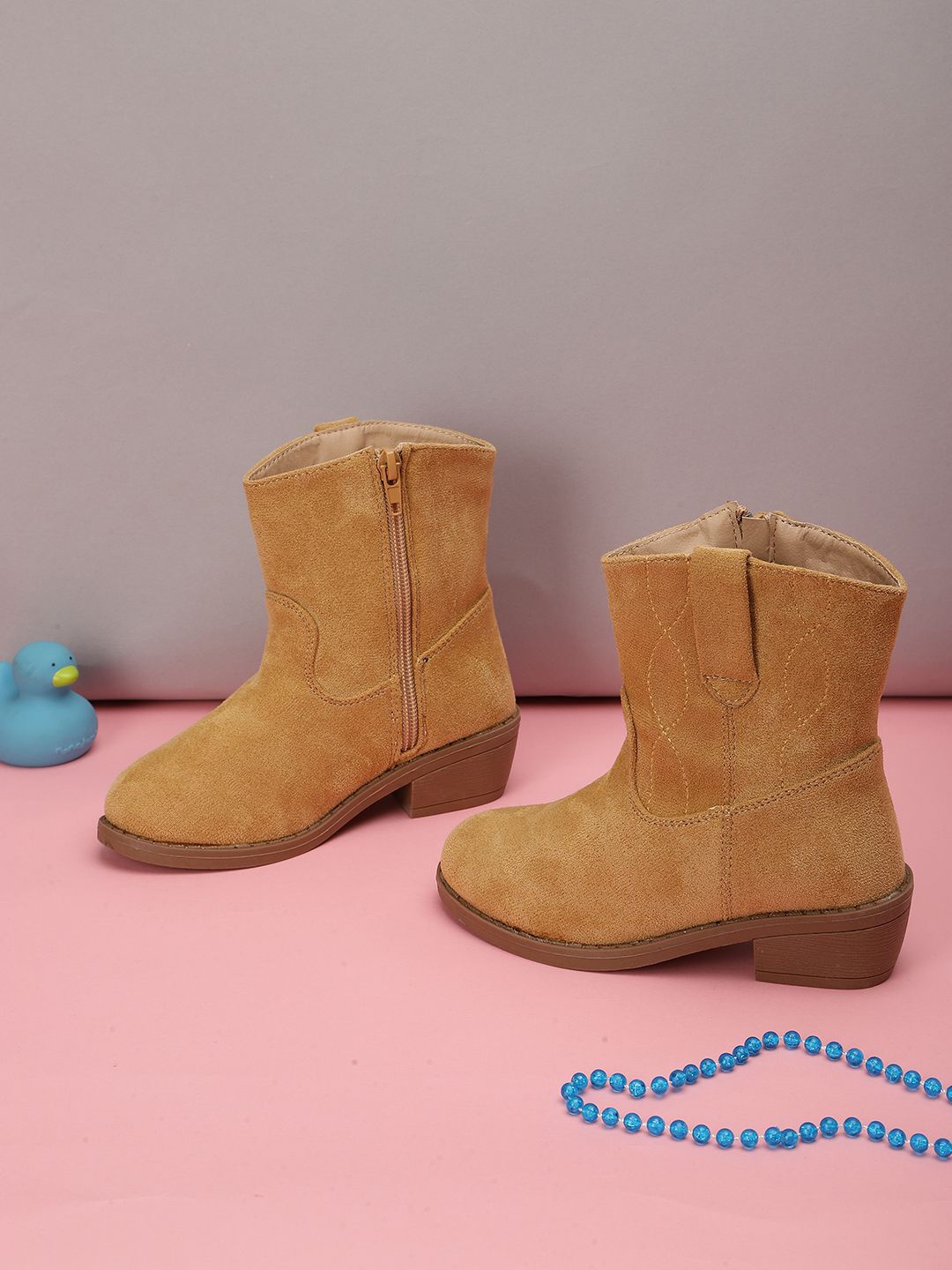 

Truffle Collection Girls Block-Heeled Winter Boots, Tan
