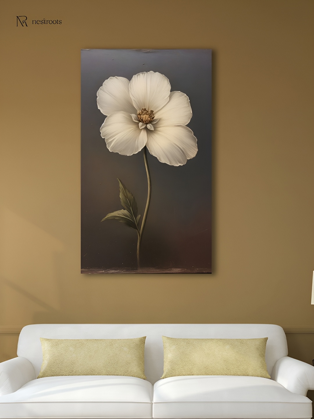 

nestroots Brown & White Floral Printed Canvas Paintings Wall Arts