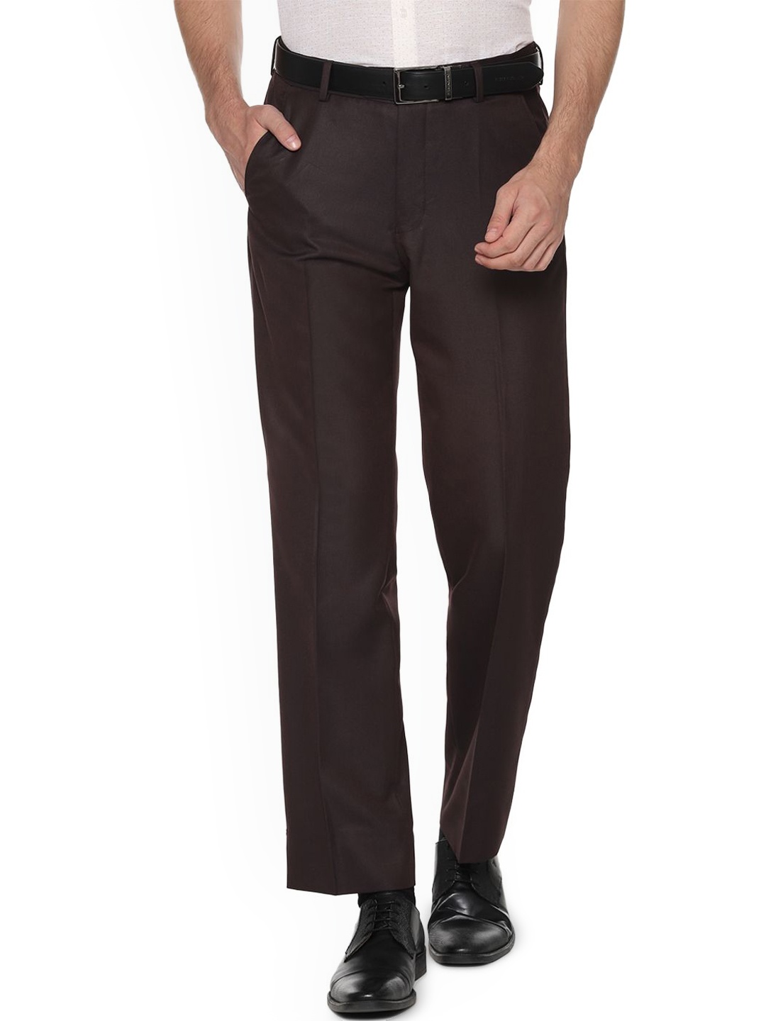 

Van Heusen Men Mid-Rise Loose Fit Formal Trousers, Brown