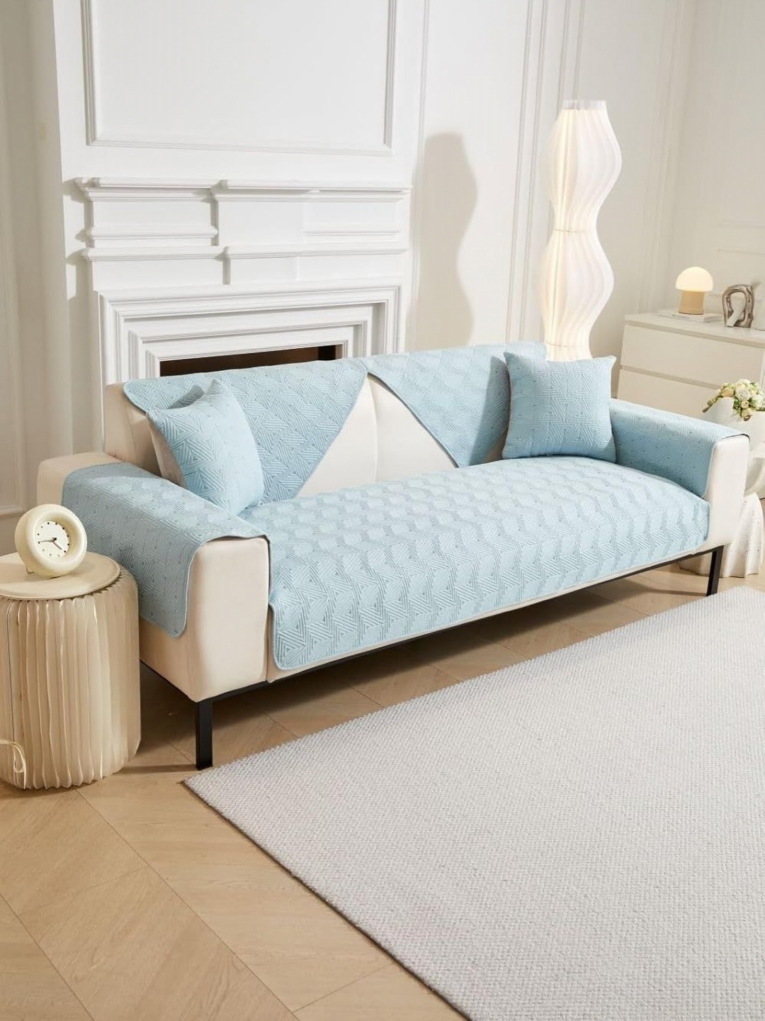 

HomeCloud Blue Cotton Sofa Cover With Arms