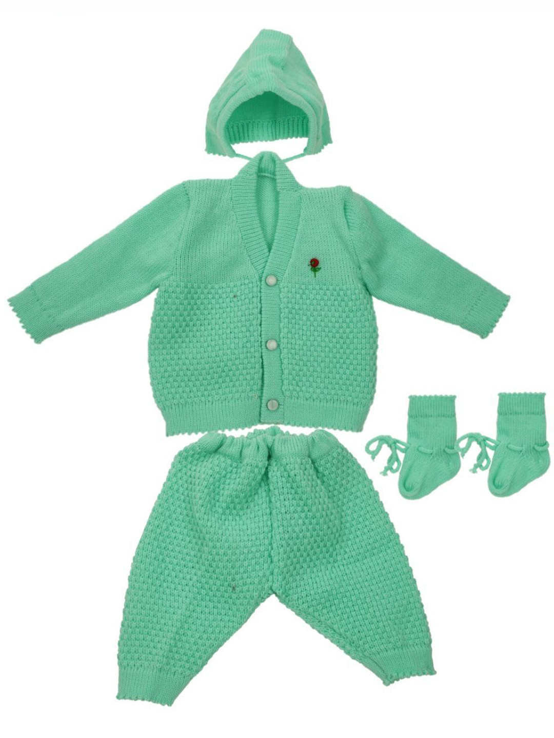 

CUBS & HUGS Kids Pack Of 4 Woolen Baby Apparel Set, Green