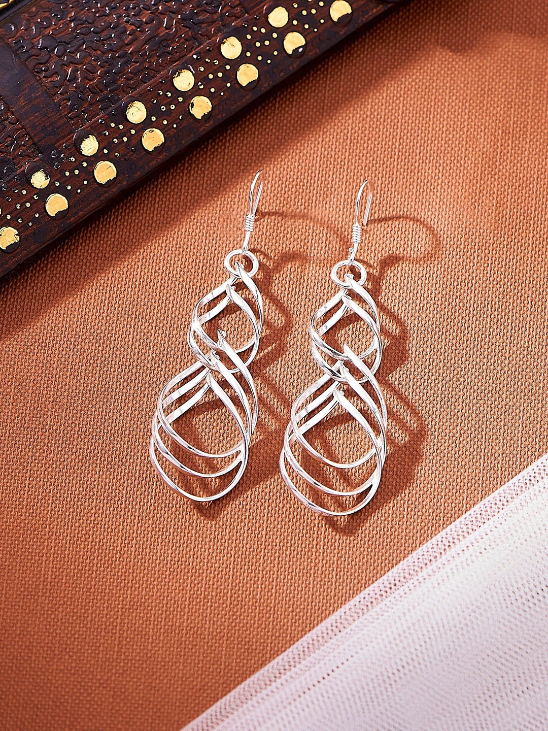 

Nipura 925 Sterling Silver Rhodium-Plated Swirly Drop Earrings