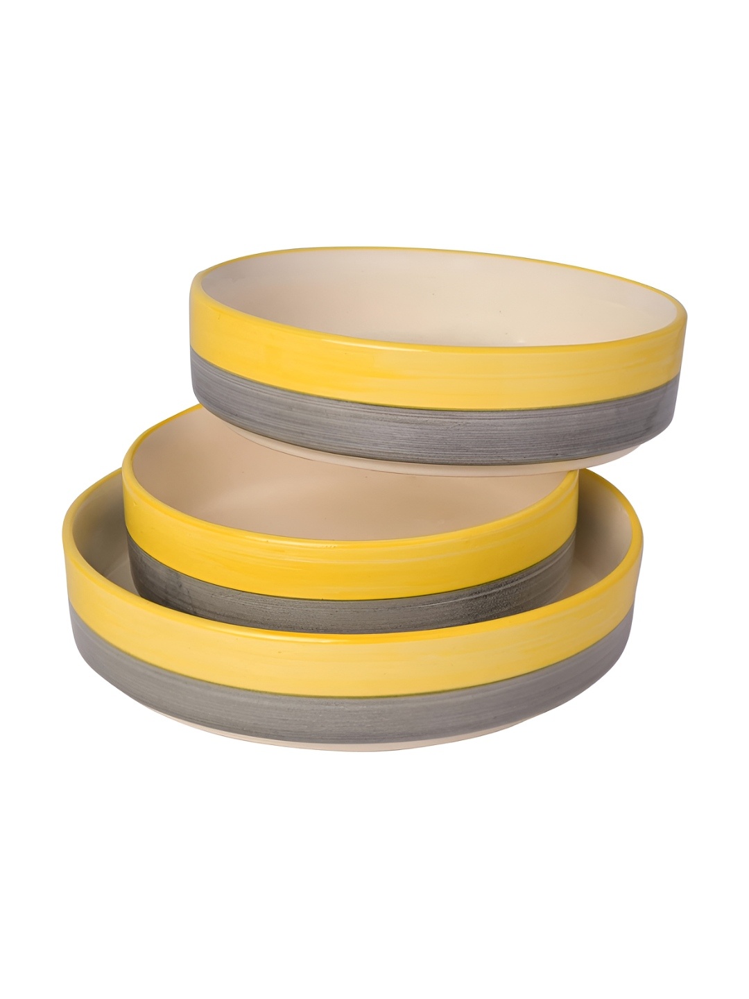 

Lupaava Yellow & Grey 3 Pieces Ceramic Microwave Safe Plates