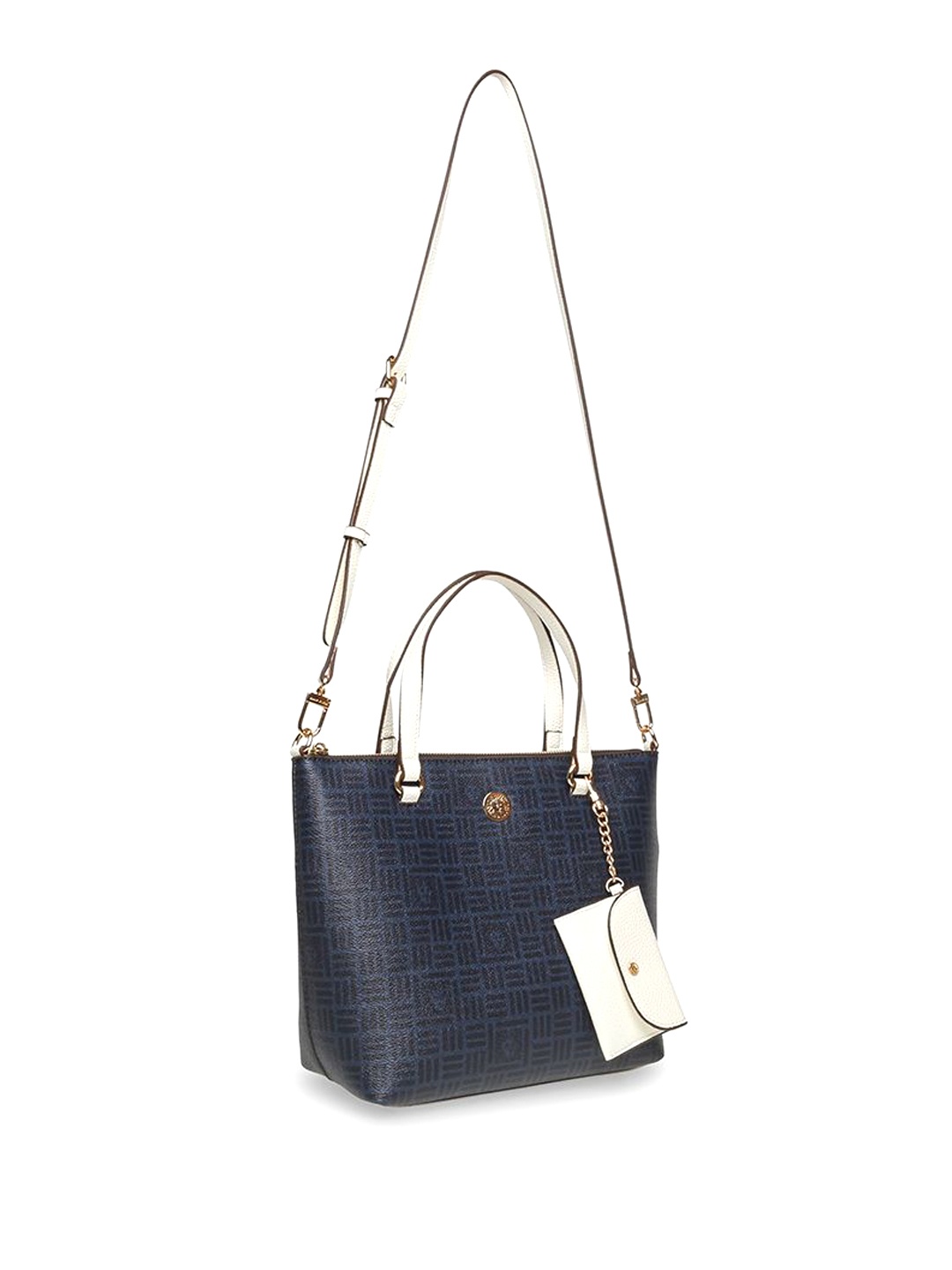 

ANNE KLEIN Women Textured Swagger Leather Sling Bag With Pouch, Navy blue