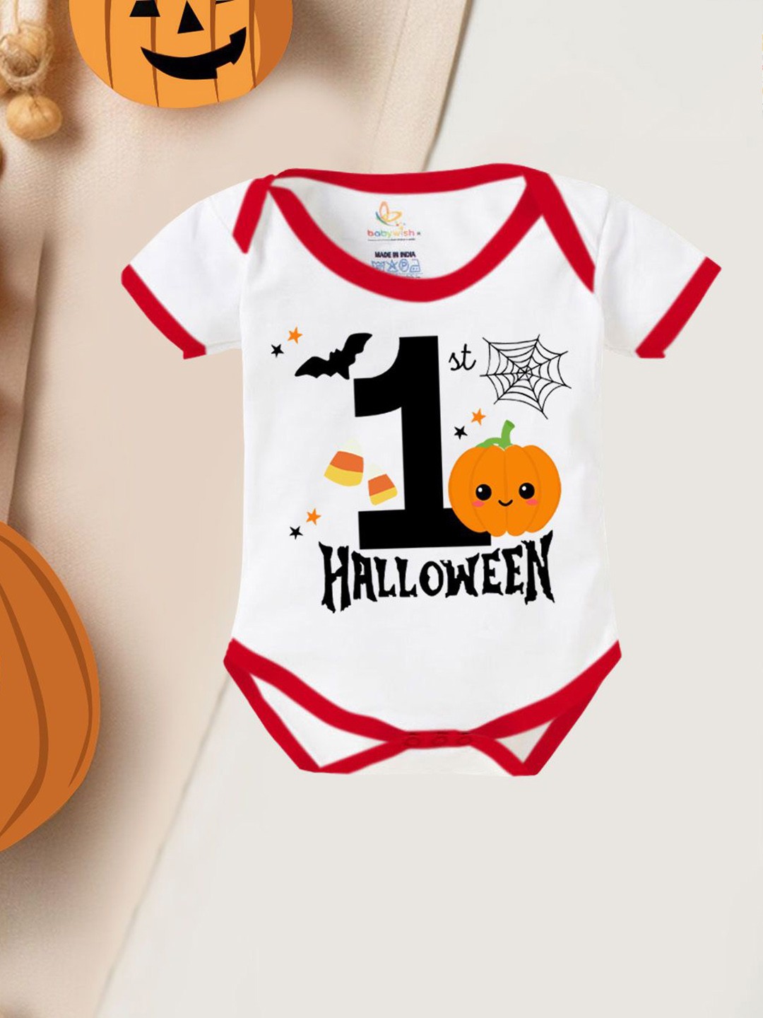 

Babywish Infants Printed Cotton Bodysuit, Red