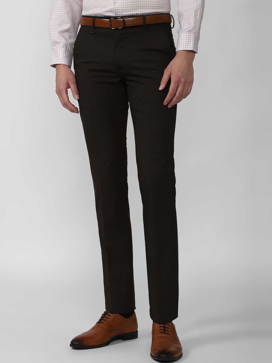 

Van Heusen Men Solid Regular Fit Trousers Formal Trousers, Brown