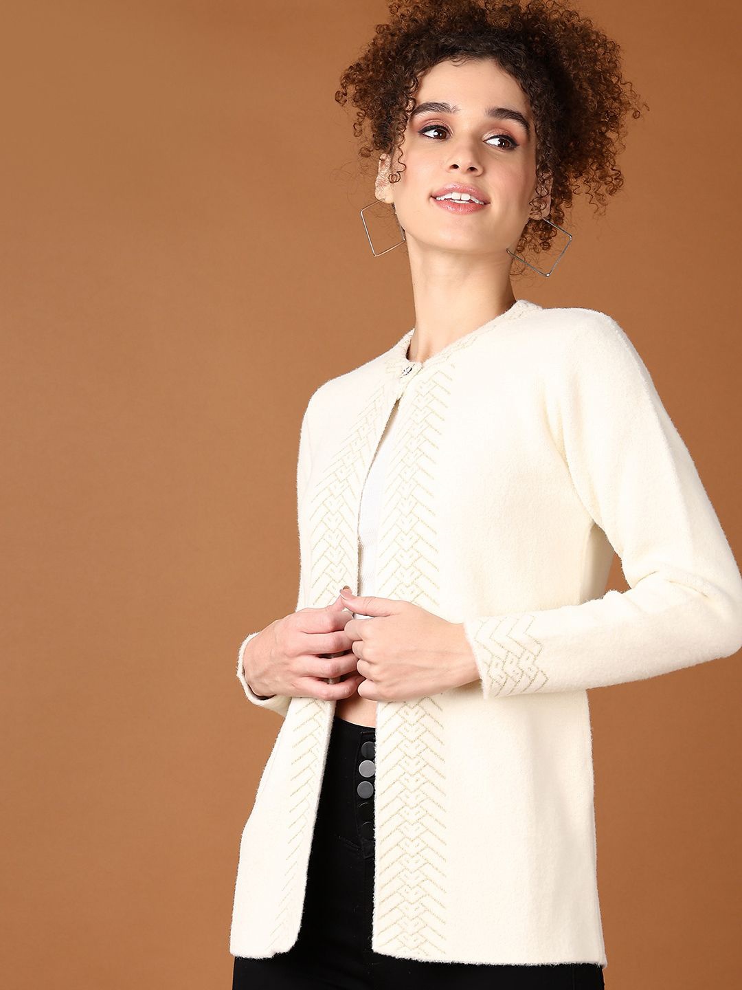 

V-Mart Women Cotton Casual Cardigan Sweaters, Cream
