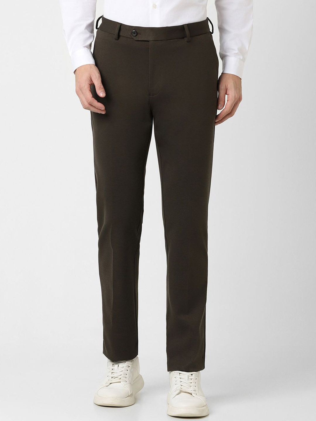 

Peter England Men Skinny Fit Casual Trousers, Brown