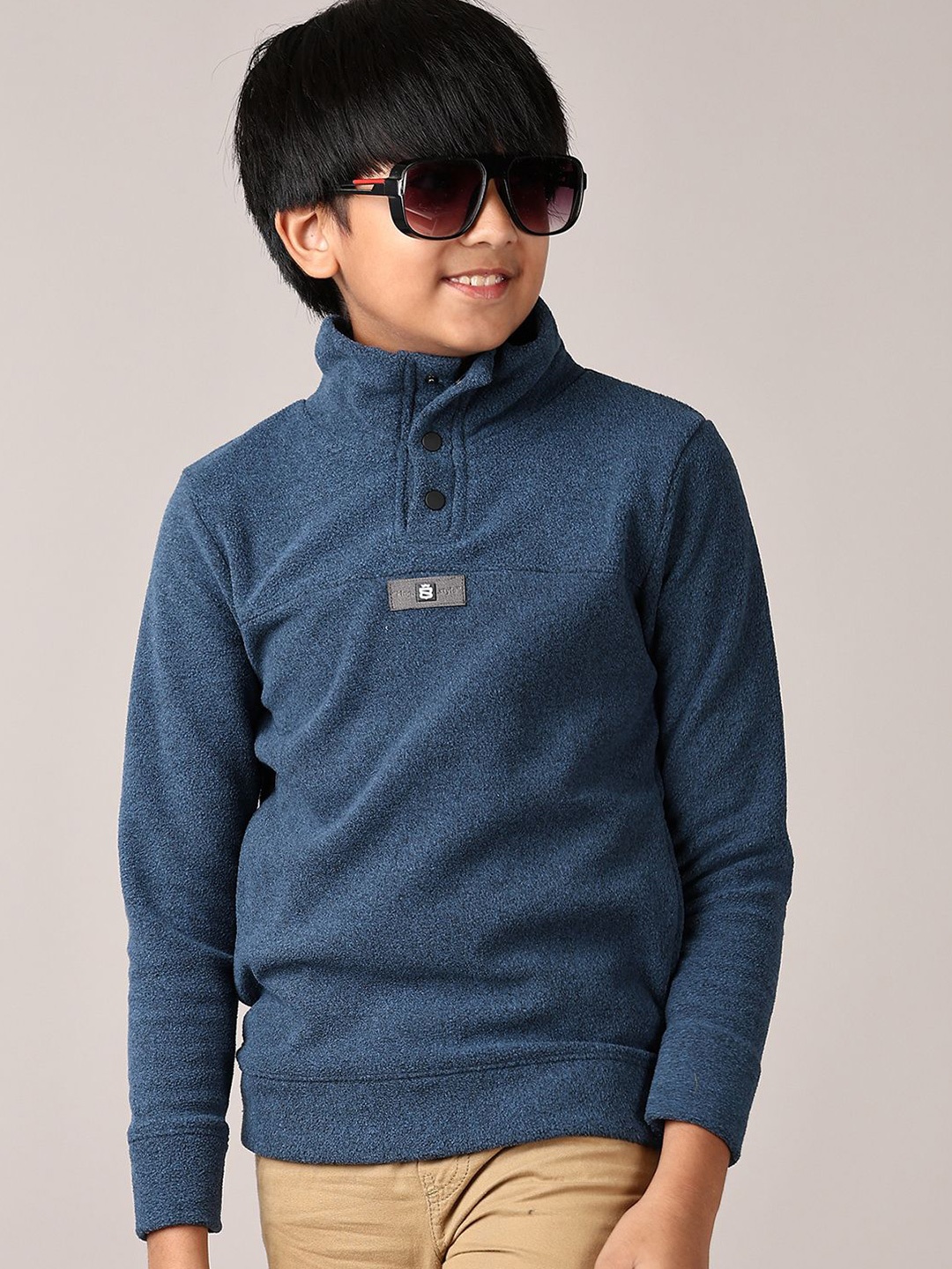 

V-Mart Boys Printed High Neck Sweatshirt, Blue