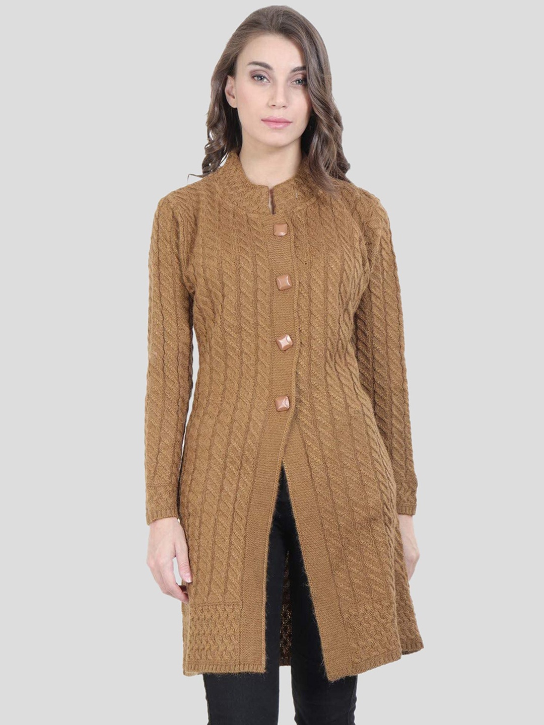 

HAUTEMODA Women Woollen Cardigan, Brown