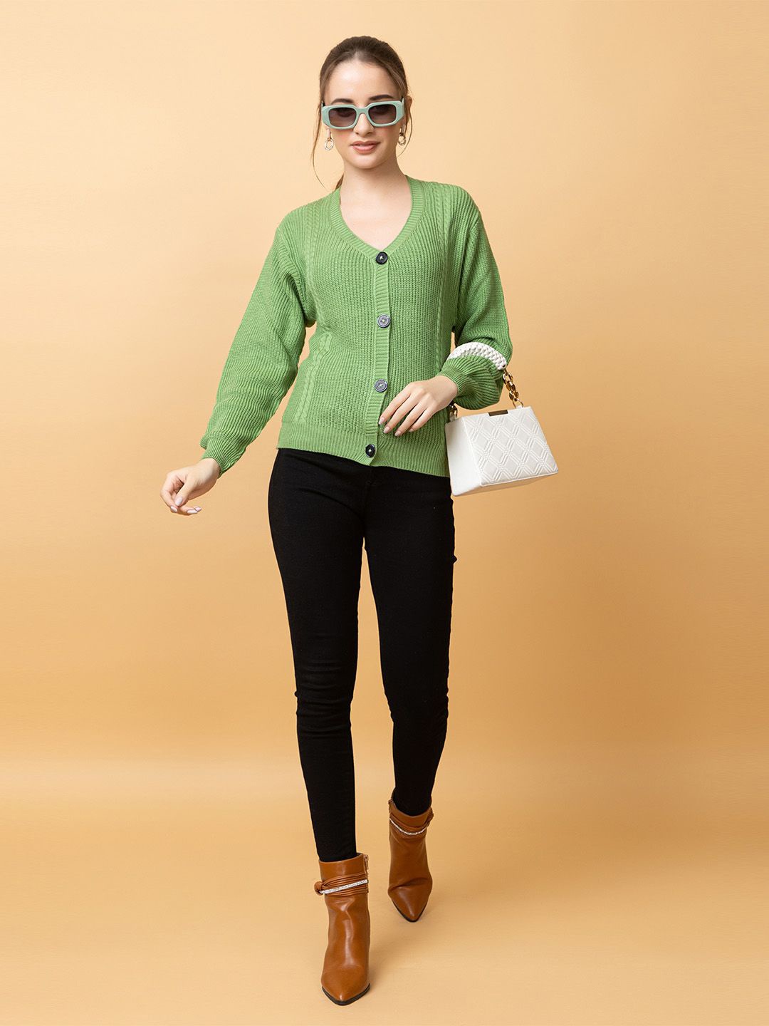

CLAPTON Women Woollen Cardigan, Green