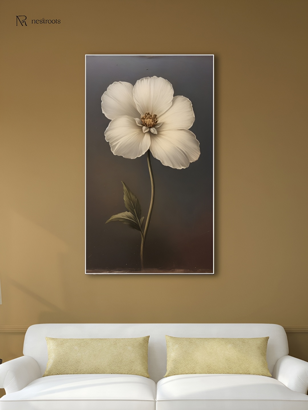 

nestroots Brown & White Floral Printed Canvas Paintings Wall Arts