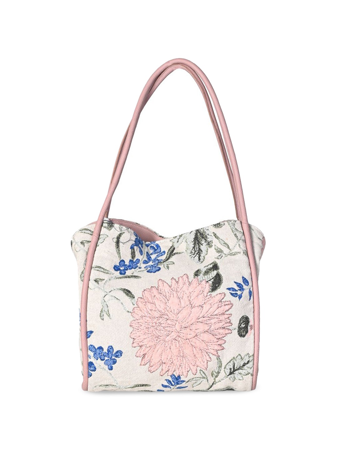 

INDIVIDUAL DESIGN Women Floral Printed Structured Cotton Shoulder Bag, White