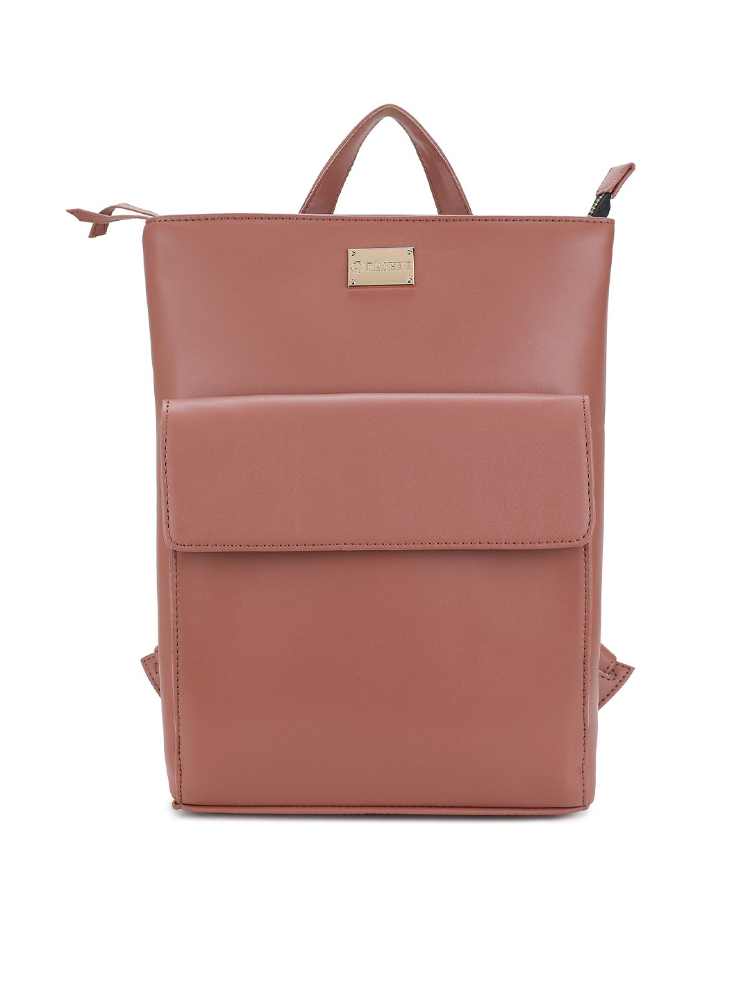 

RASHKI Women PU Solid Backpack, Brown