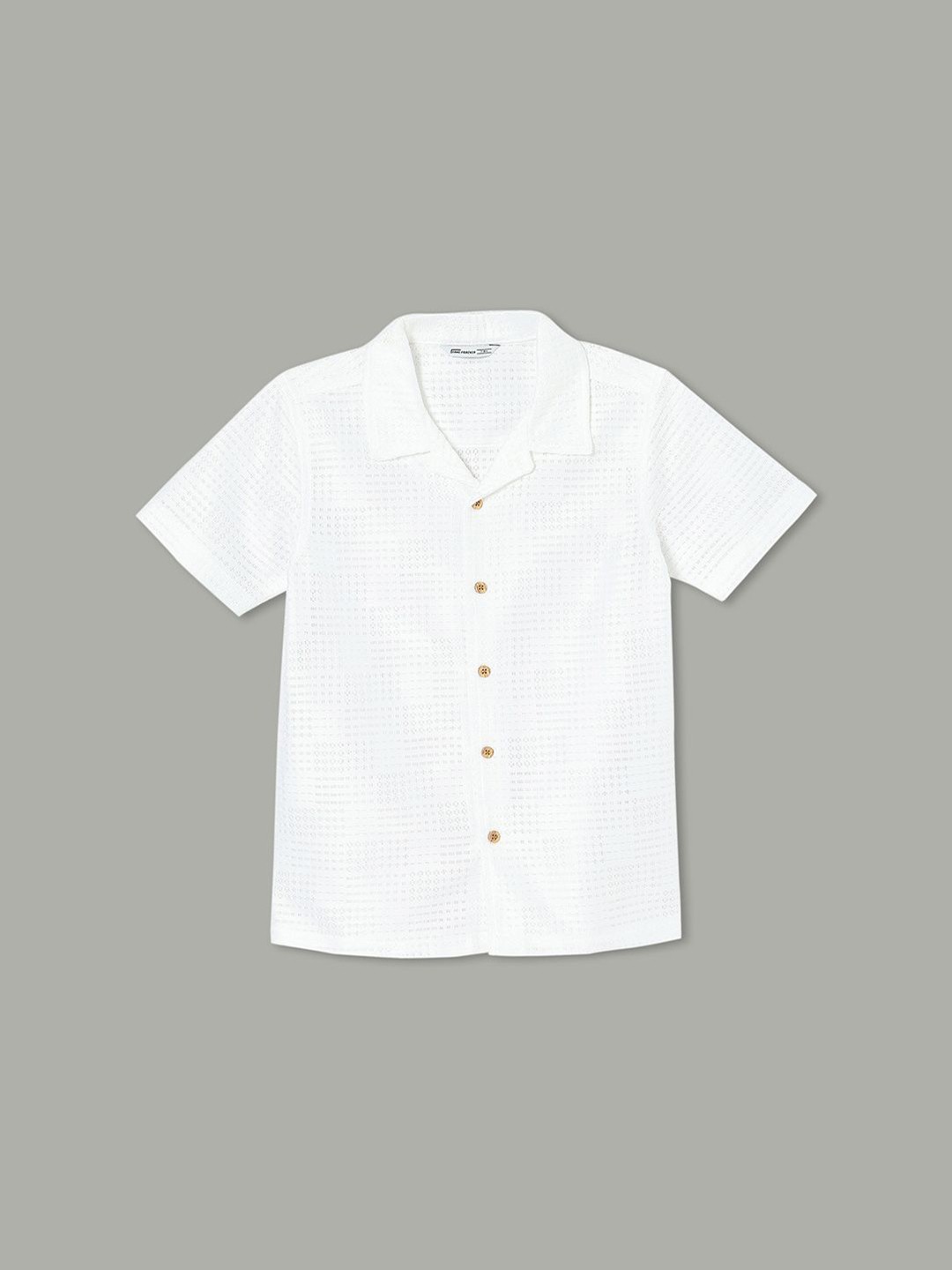 

Fame Forever by Lifestyle Boys Cuban Collar Textured Casual Shirt, Off white