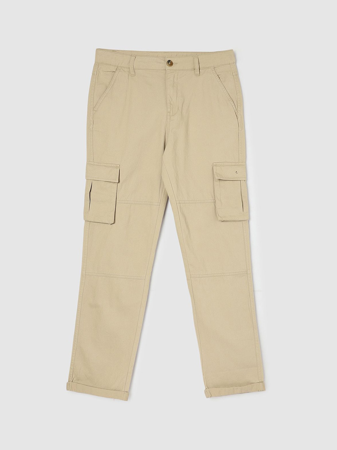

max Boys Mid-Rise Regular Fit Cargos Trousers, Beige