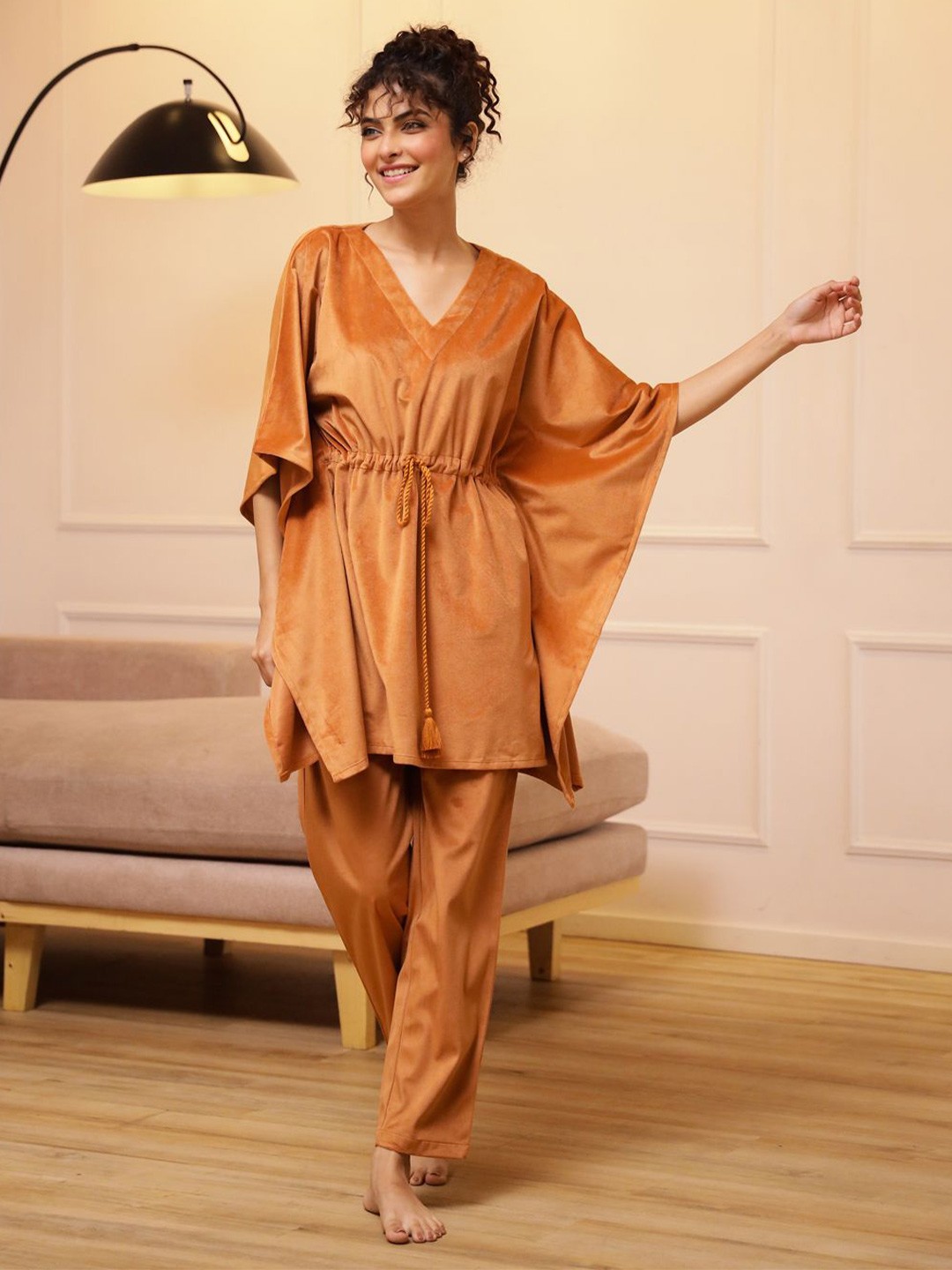 

SANSKRUTIHOMES Women Pure Cotton Night suit, Orange