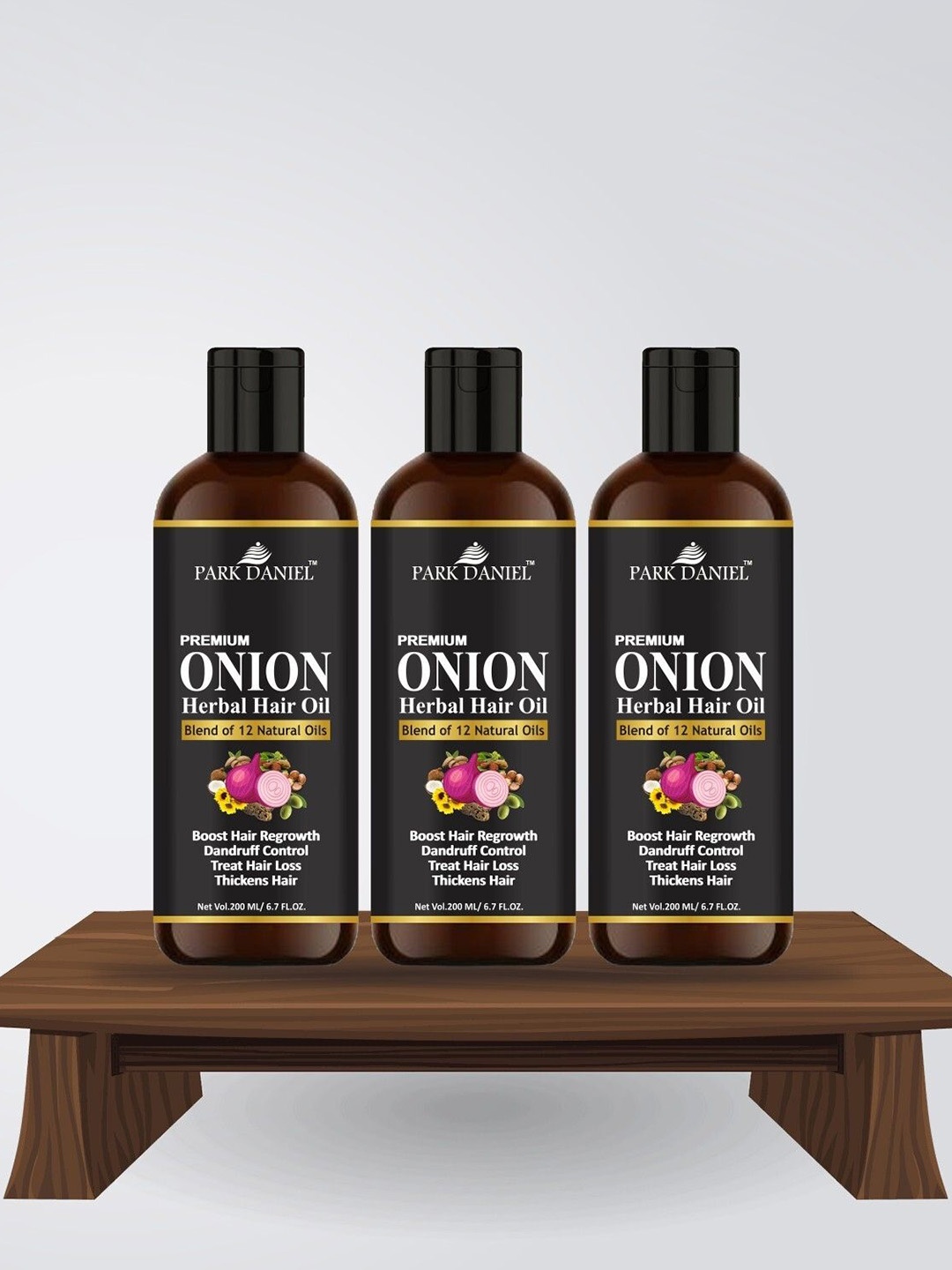 

Park Daniel Set Of 3 Onion Herbal Hair Oil- 200 ml Each, Brown