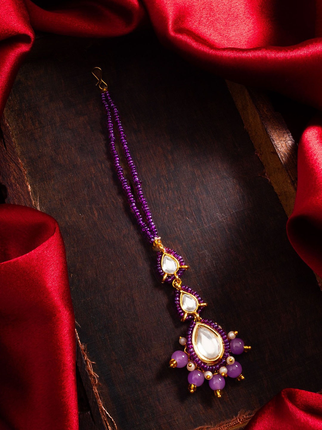 

aadita Gold-Plated Kundan Studded Maang Tikka Head Jewellery
