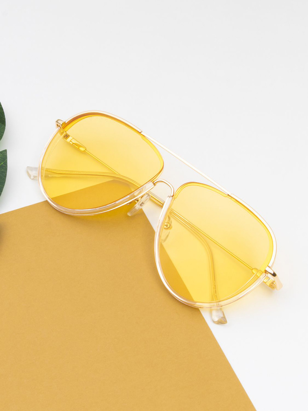 

Ted Smith Unisex Aviator Sunglasses with UV Protected Lens, Gold