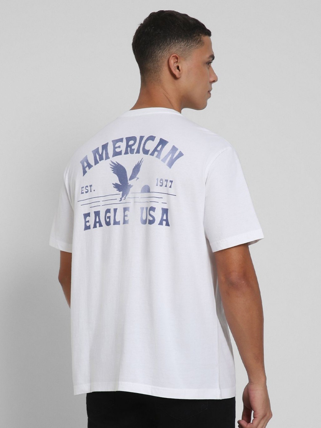 

AMERICAN EAGLE OUTFITTERS Men Typography Printed Round Neck Cotton Oversized T-shirt, White