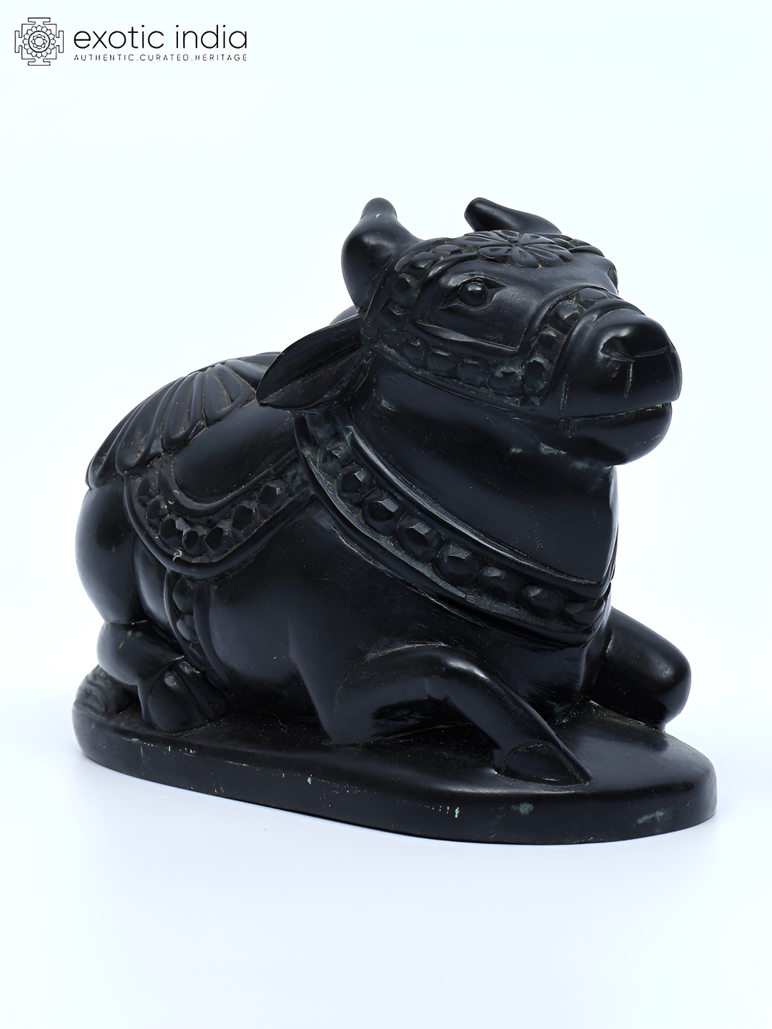 

Exotic India 3" Small Nandi - Vehicle of Lord Shiva (Black Stone Statue)
