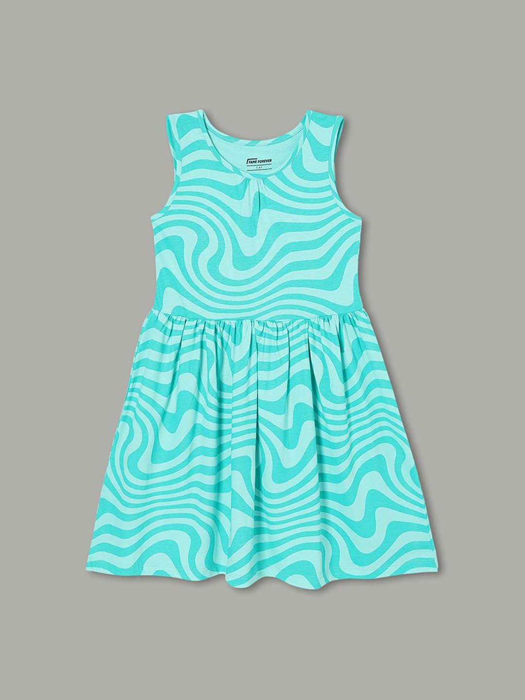 

Fame Forever by Lifestyle Girls Abstract Printed Cotton Fit & Flare Dress, Green