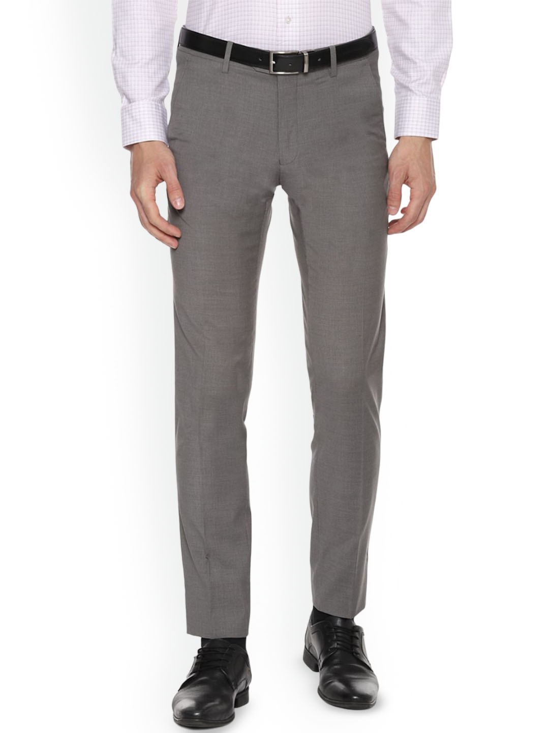 

Van Heusen Men Textured Slim Fit Formal Trousers, Grey