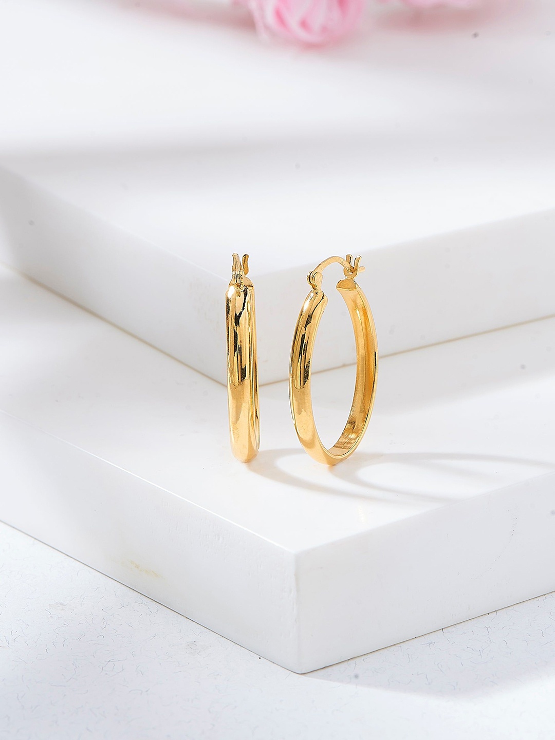 

Nipura 925 Sterling Silver Rhodium-Plated Contemporary Hoop Earrings, Gold