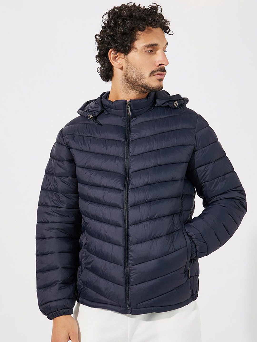 

Styli Quilted Hooded Puffer Jacket, Navy blue