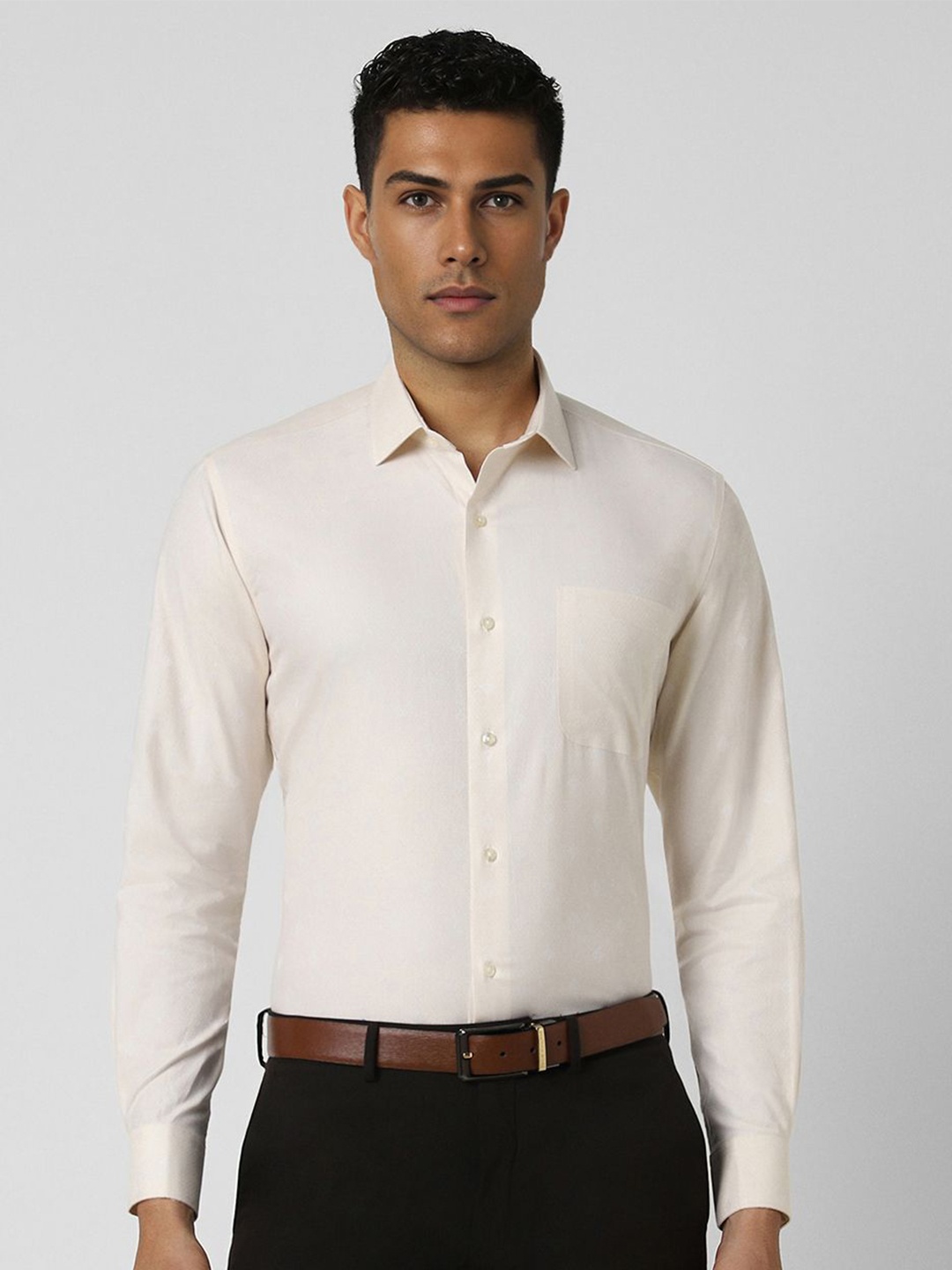 

Van Heusen Men Spread Collar Textured Cotton Slim Fit Formal Shirt, White