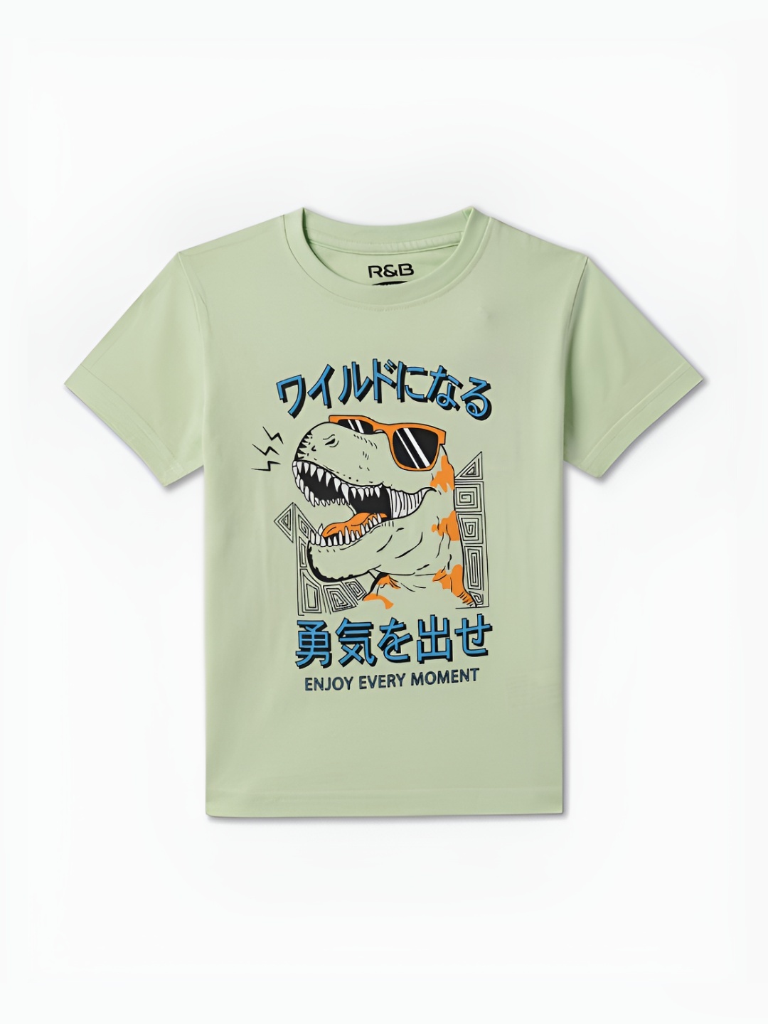 

R&B Boys Graphic Printed Round Neck Cotton T-shirt, Green