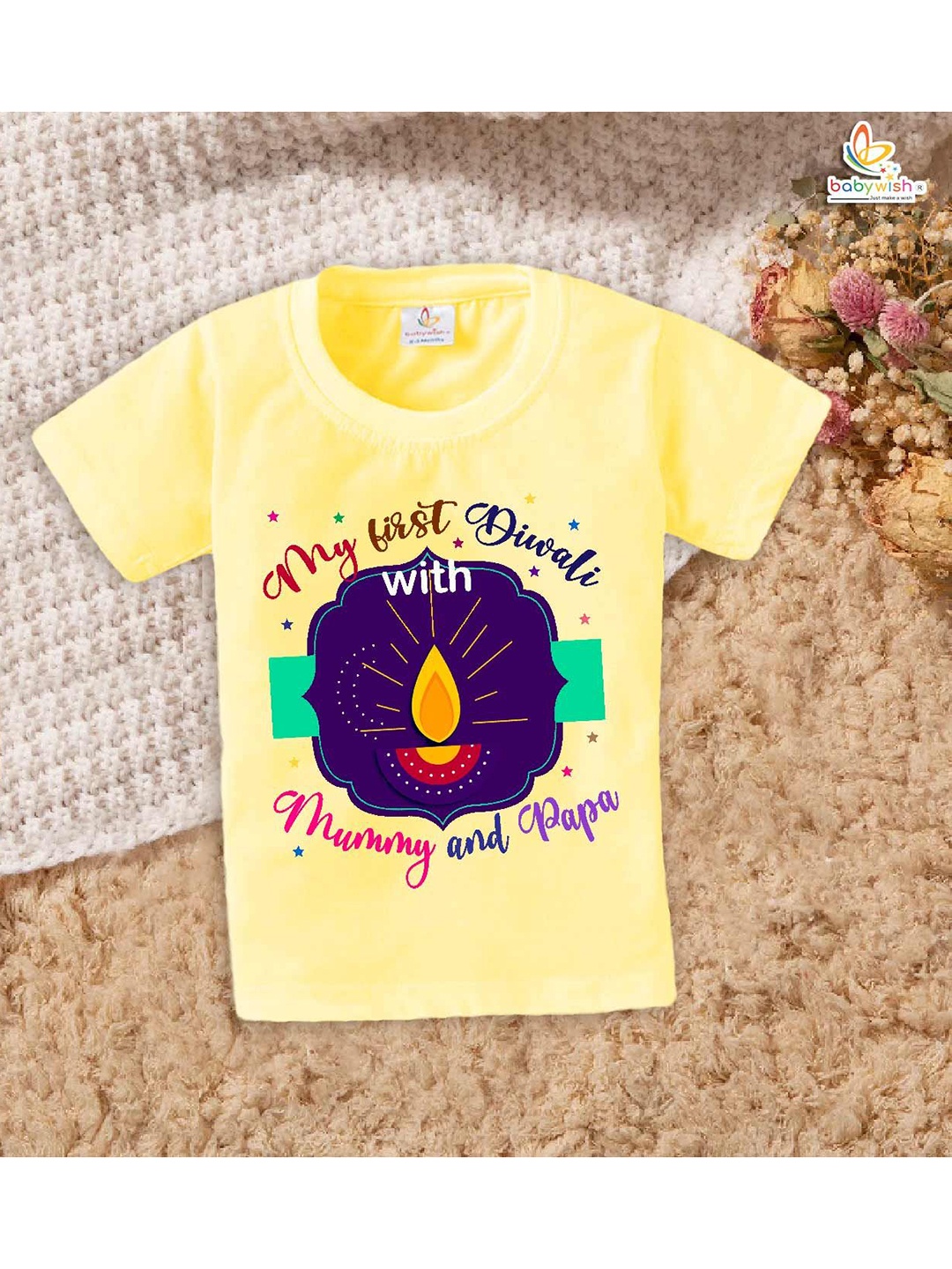 

Babywish Unisex Kids Typography Printed Round Neck Cotton T-shirt, Yellow