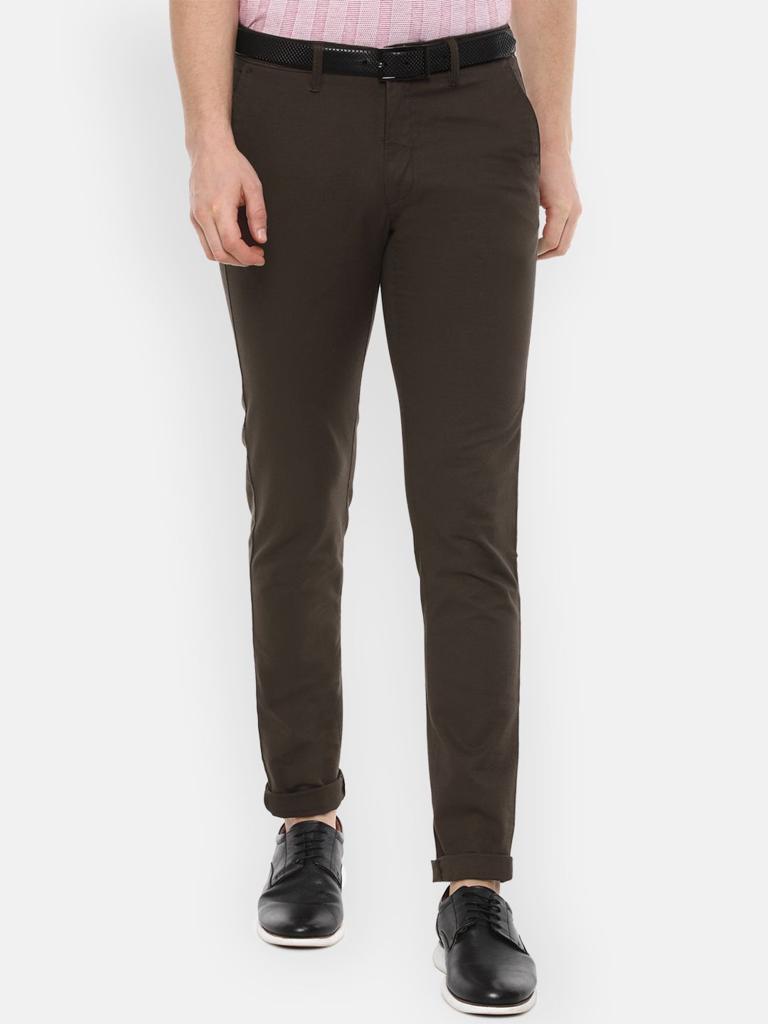 

Van Heusen Sport Men Cotton Mid-Rise Slim Fit Trousers, Brown