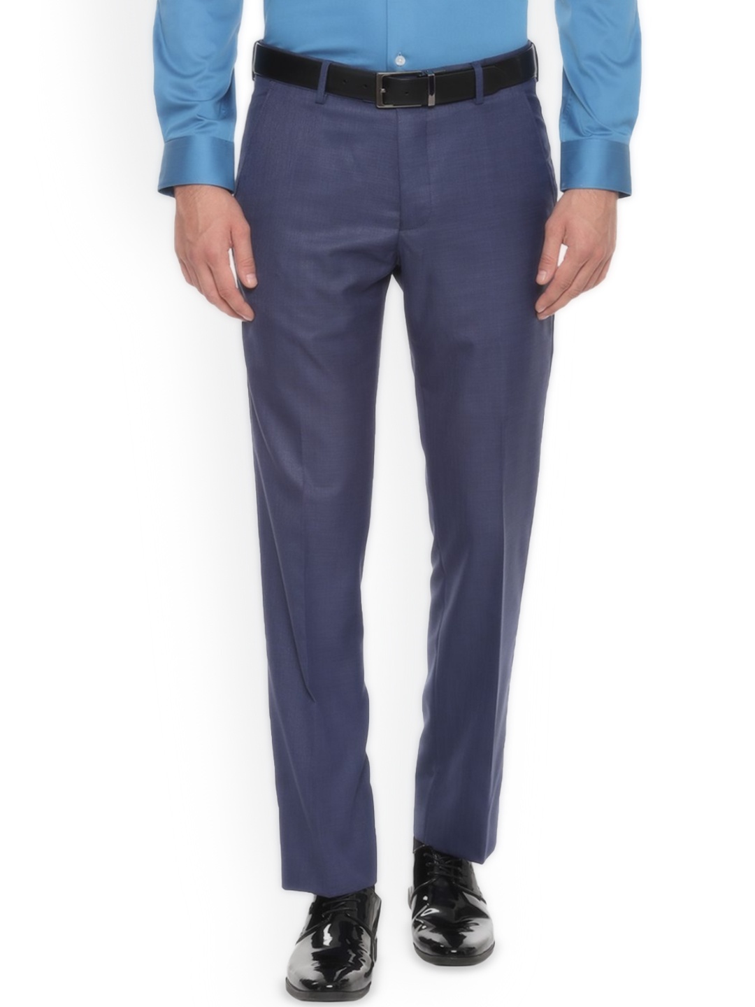 

Van Heusen Men Self Design Slim Fit Formal Trousers, Blue
